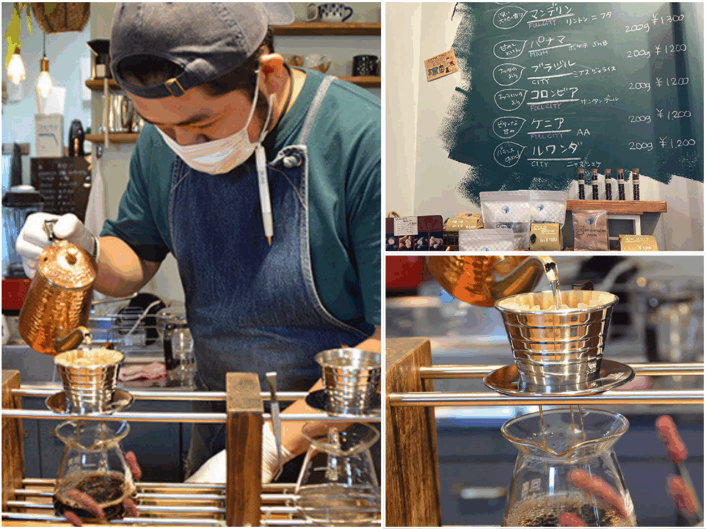 drip中のオーナー伊藤直人さんと店内メニュー
