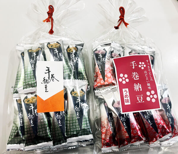 Hand-rolled natto, hand-rolled natto with plum flavor