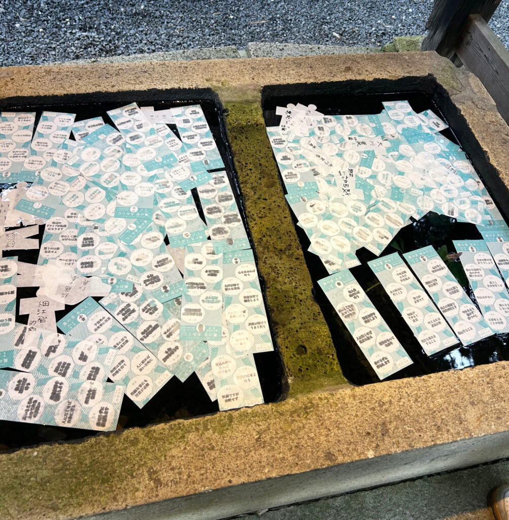 南陽市熊野大社の水みくじ