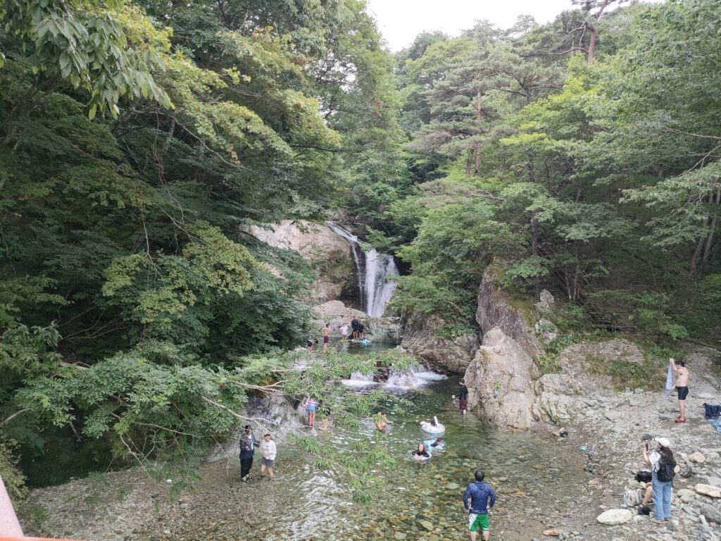 川遊びを楽しんでいる人たち