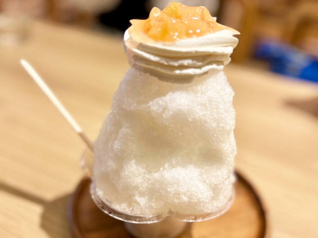山形市黒沢温泉ゆさの桃のカルピスかき氷