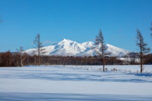雪景色の斜里岳