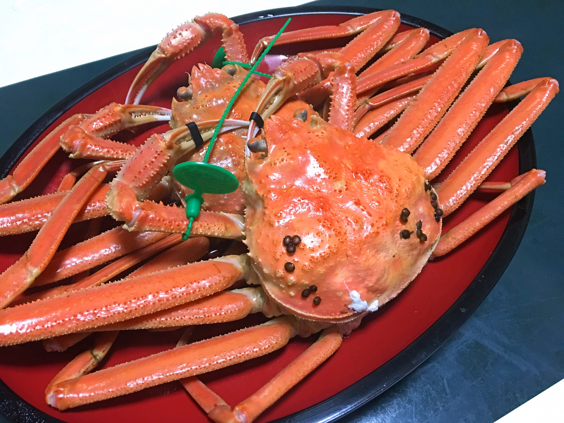 タグ付きのズワイガニ