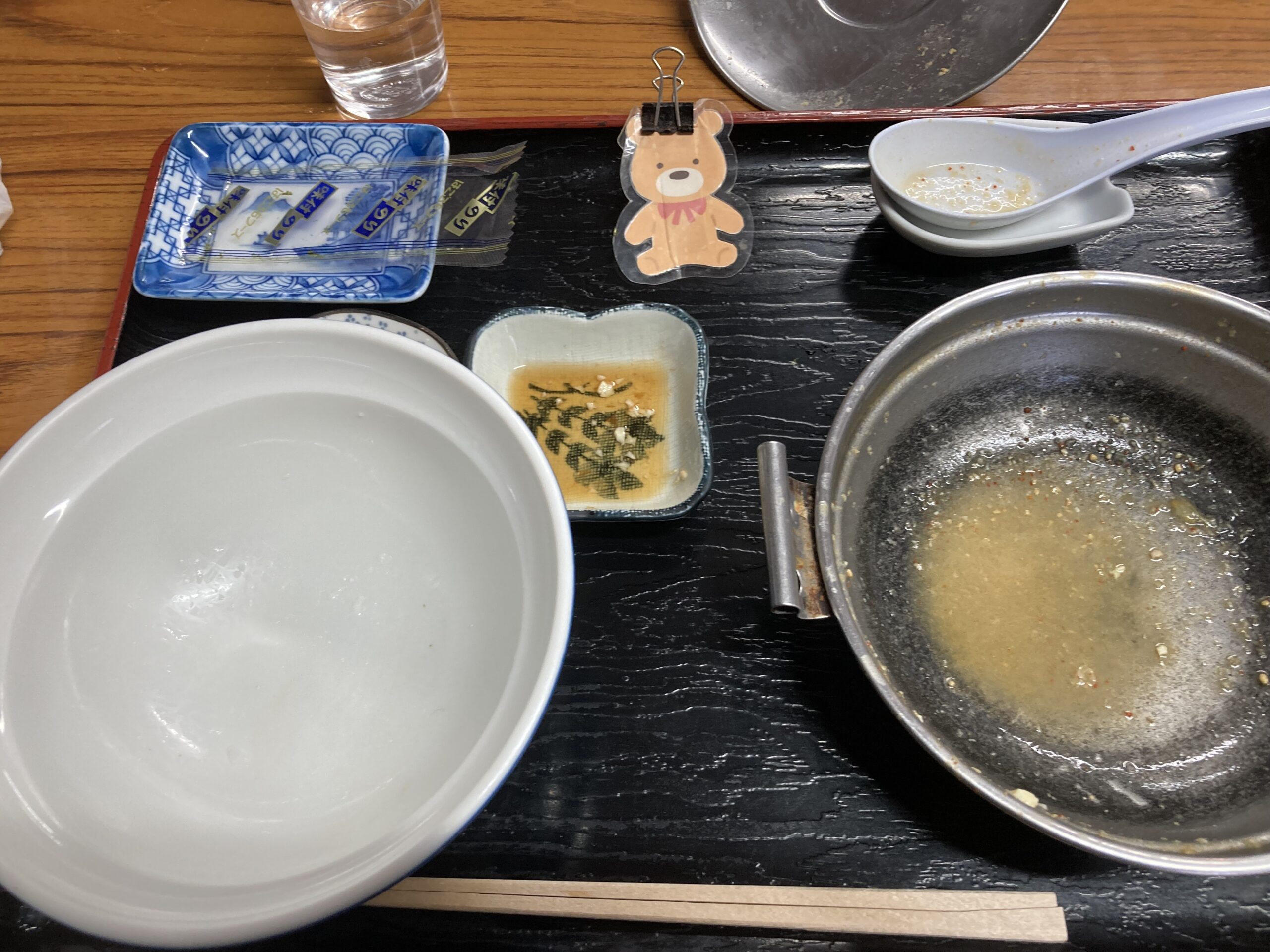 完食したホルモン煮込み定食